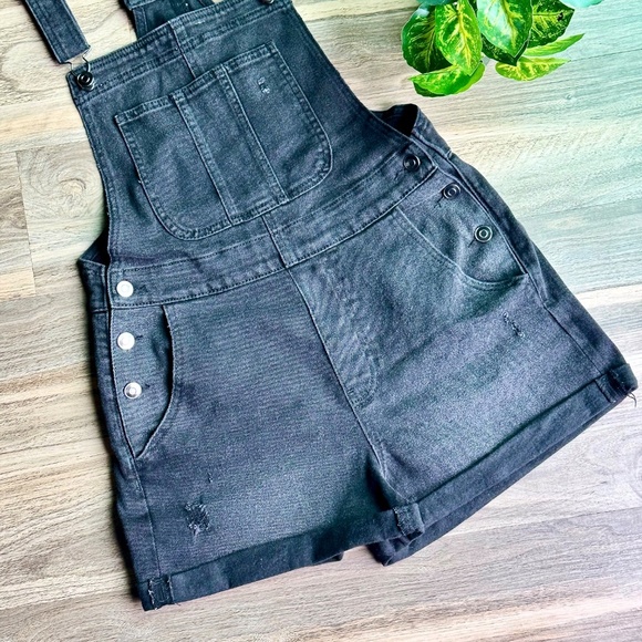 No Boundaries Junior Core Jean Romper Black Denim Overalls Shorts Size M (7–9) - Picture 10 of 15